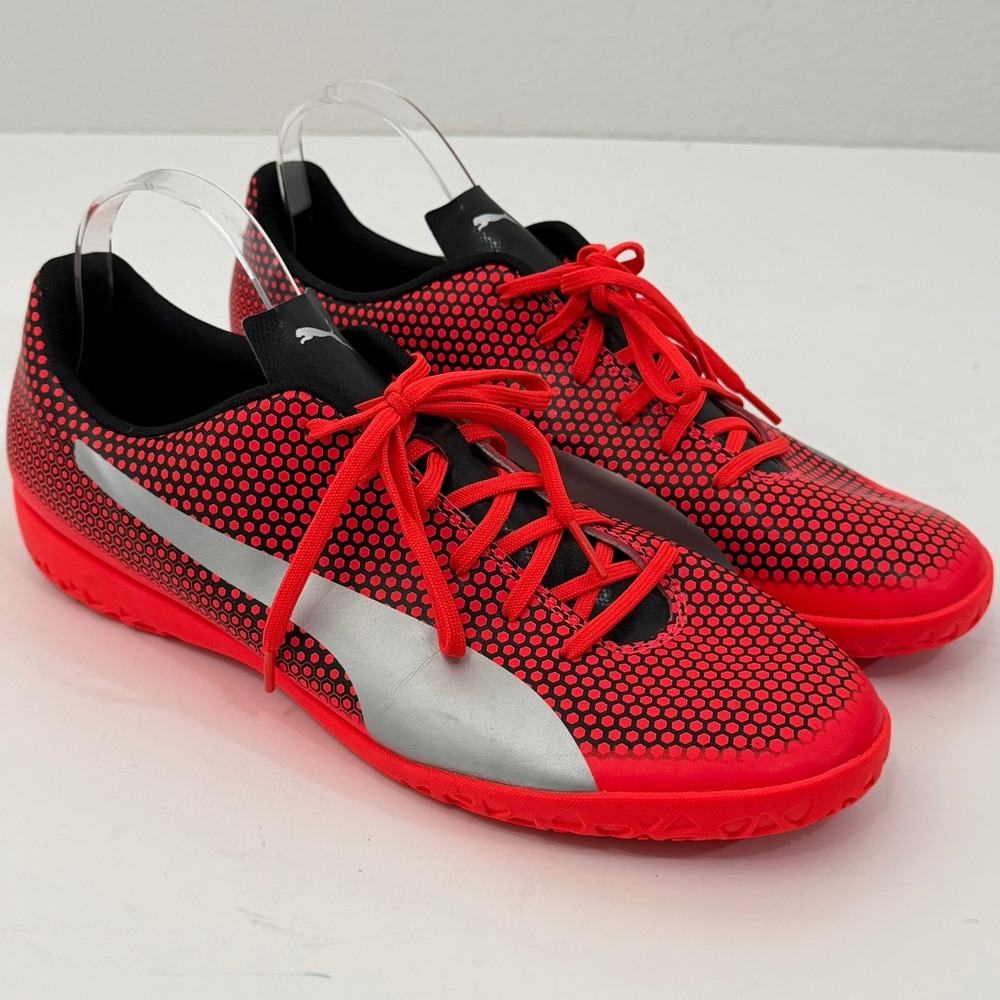 Puma Truco IT Soccer Shoes Mens 13 Red Silver Indoor Futsal Athleisure Blokecore